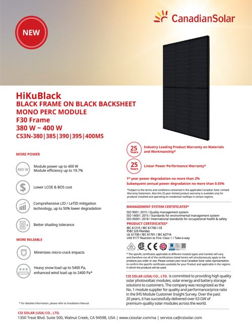 CS3N HiKuBlack Datasheet Front