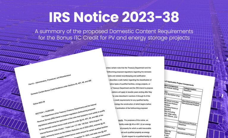 IRS Notice 2023-38. A summary of the proposed Domestic Content Requirements for the Bonus ITC Credit for utility-scale PV projects