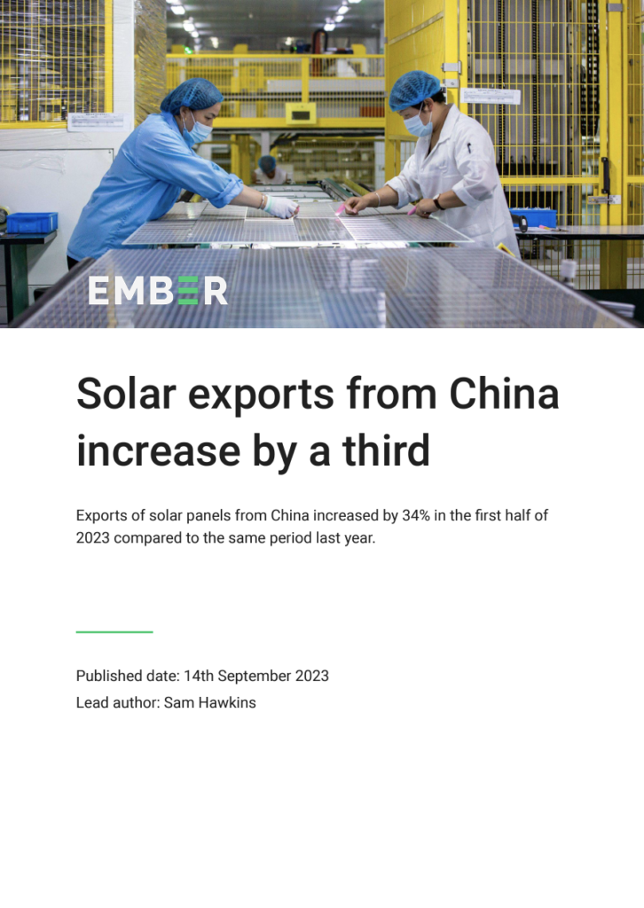 Report: Solar exports from China increase by a third | Ember