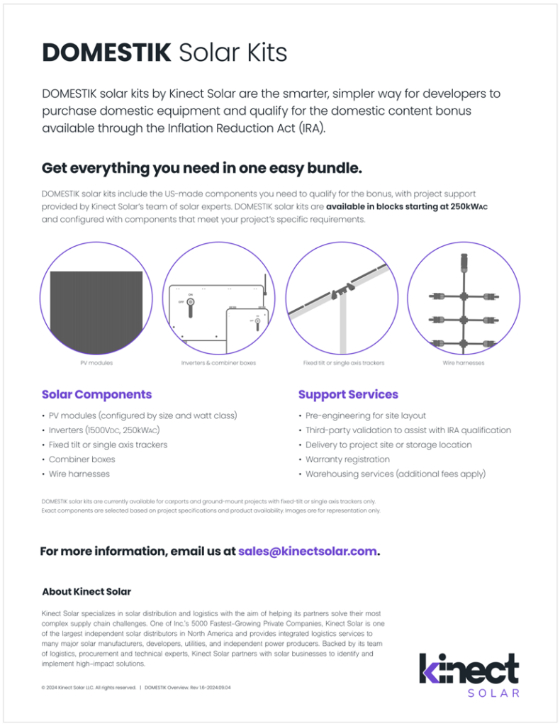 DOMESTIK solar kits, by Kinect Solar