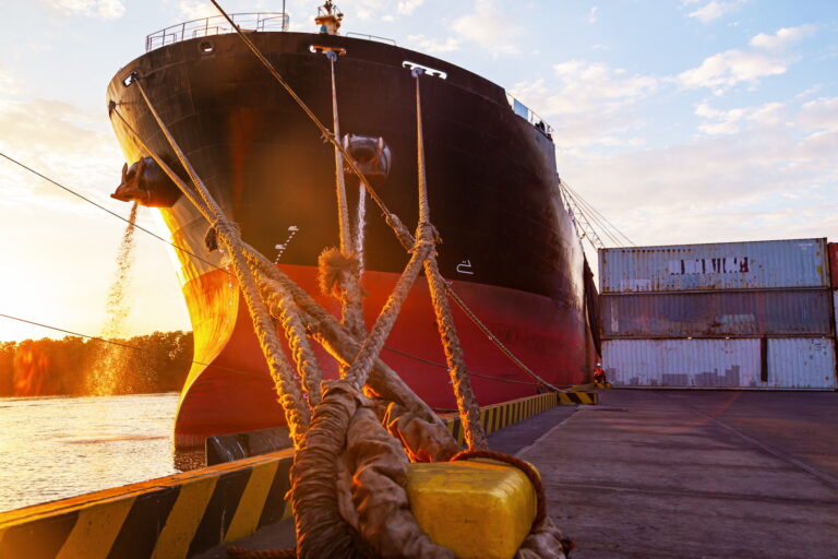 Image of moored ship in harbor