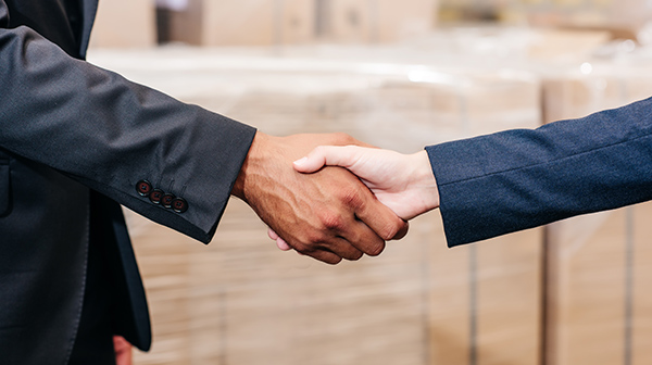 Shaking hands in partnership